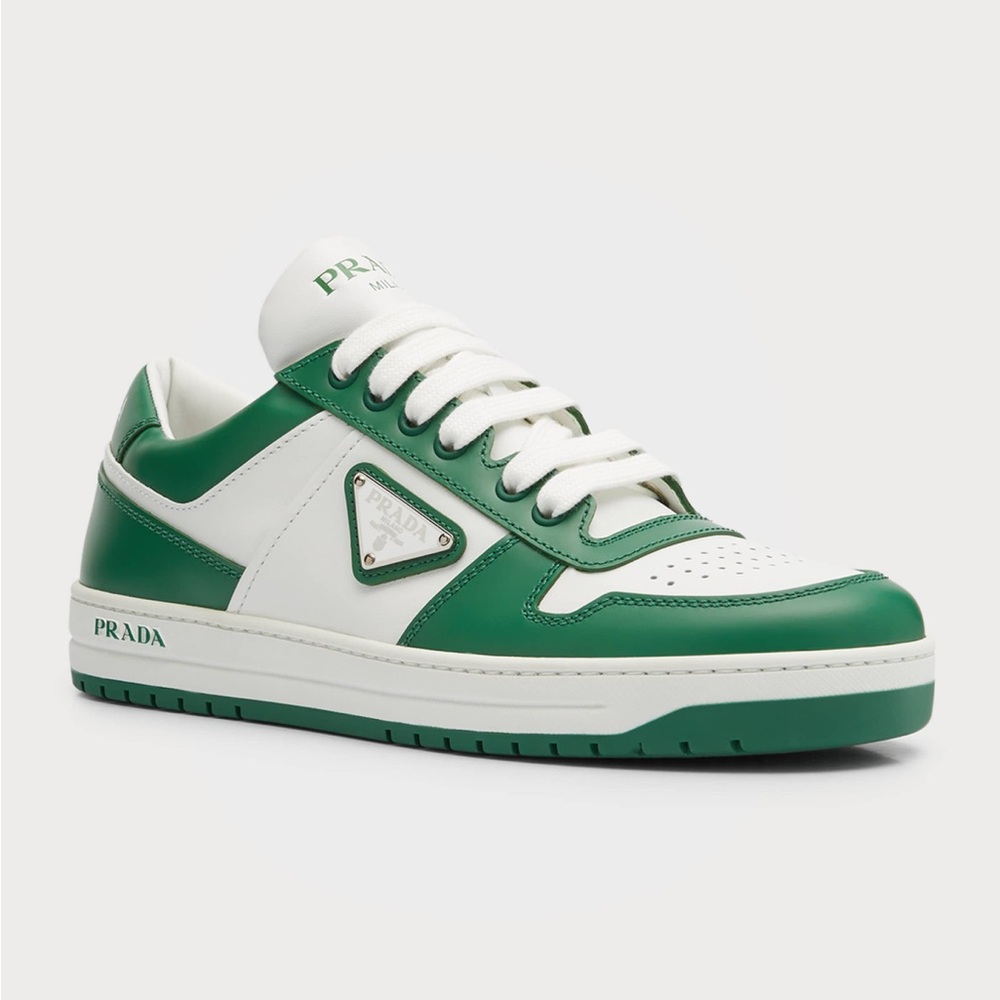 NIB Prada Bicolor Leather Low-Top Court Sneakers